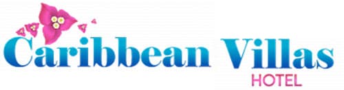 Logo for Caribbean Villas Hotel featuring vibrant colors and floral design.